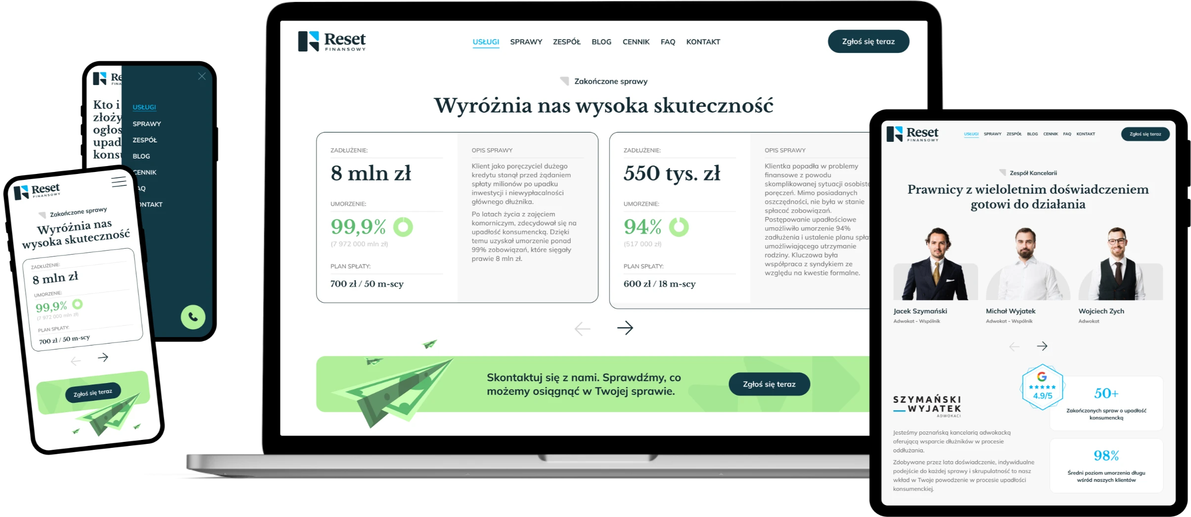 Landing page dla kancelarii — wersja desktop i mobile