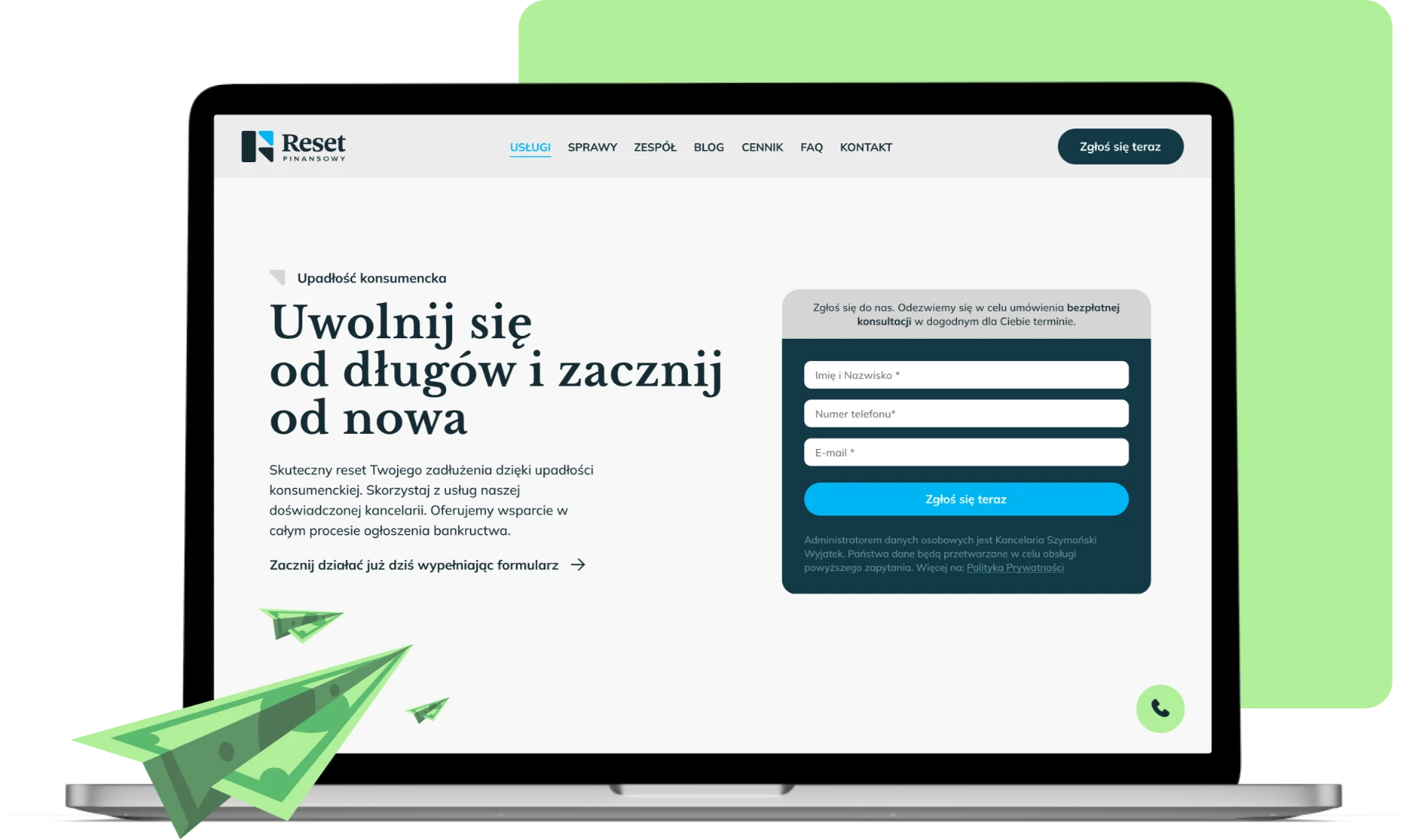 Landing page dla kancelarii — formularz bezpłatnej konsultacji