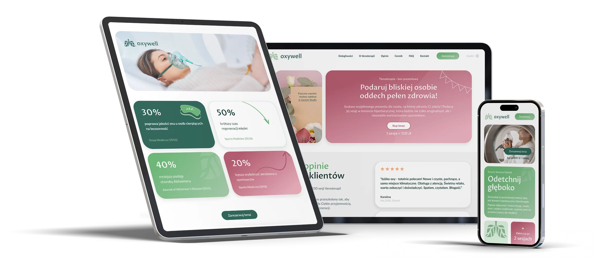 strona dla komory hiperbarycznej — wersja desktop i mobile