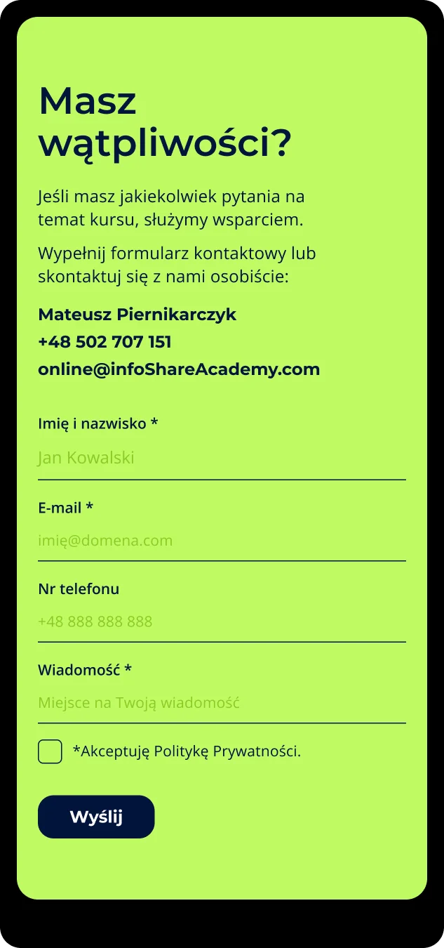 Formularz kontaktowy Elementor Pro