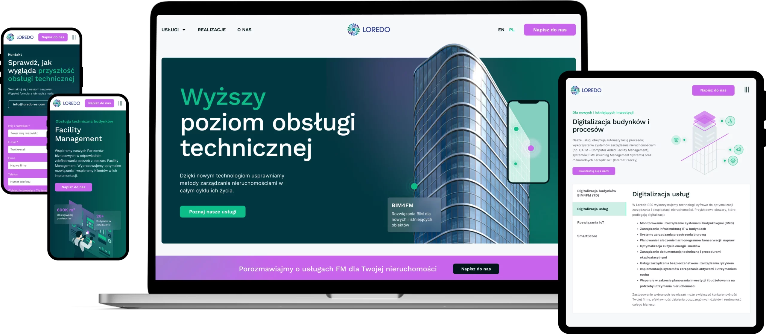 Strona Loredo Res na desktopie i mobile — wersja responsywna