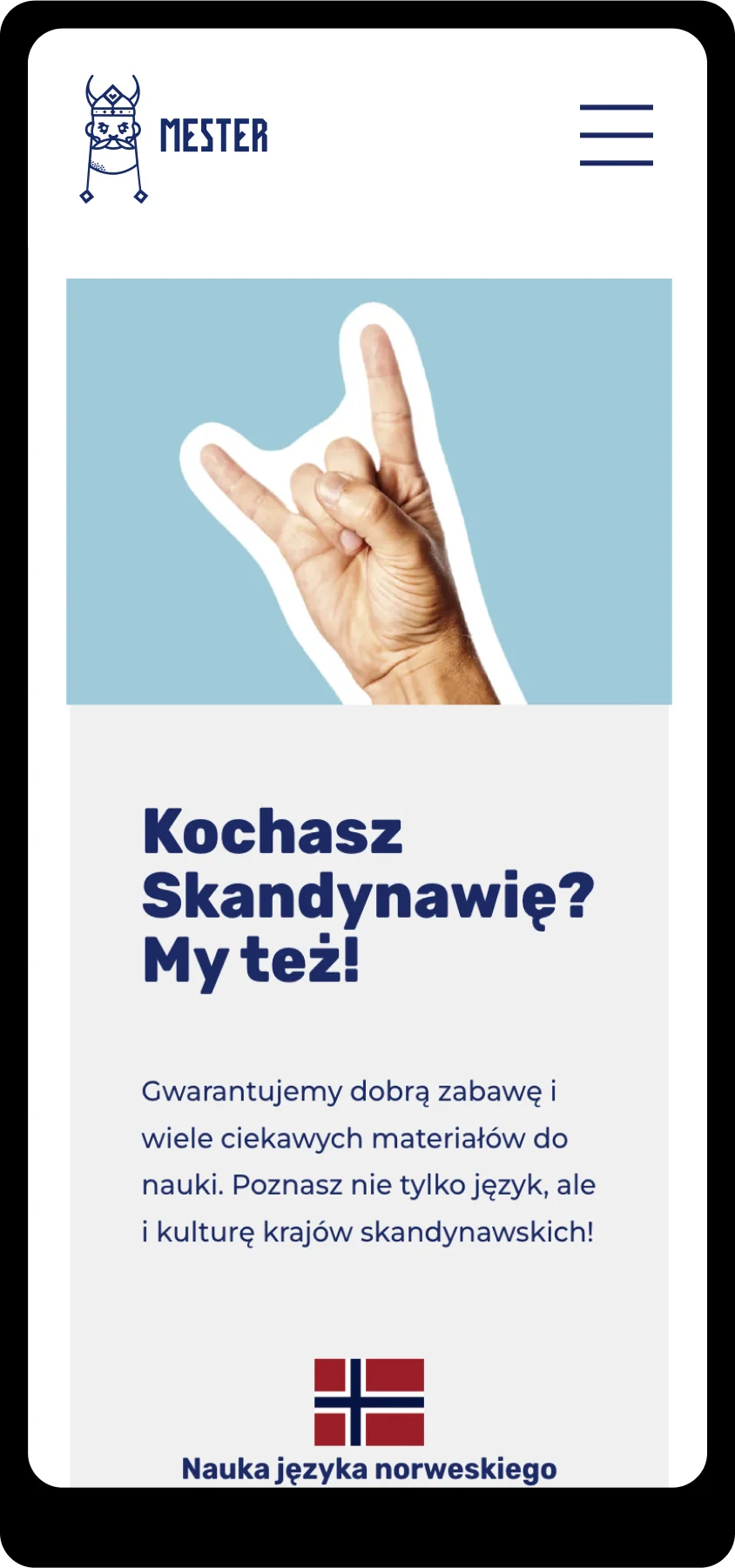 Strona dla szkoły językowej - widok na telefon