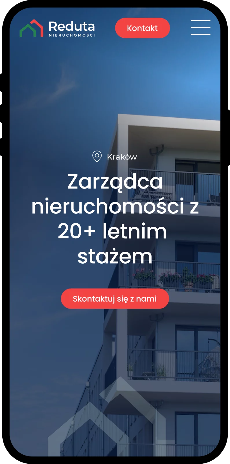 Widok mobilny strony Reduta Nieruchomości (1)