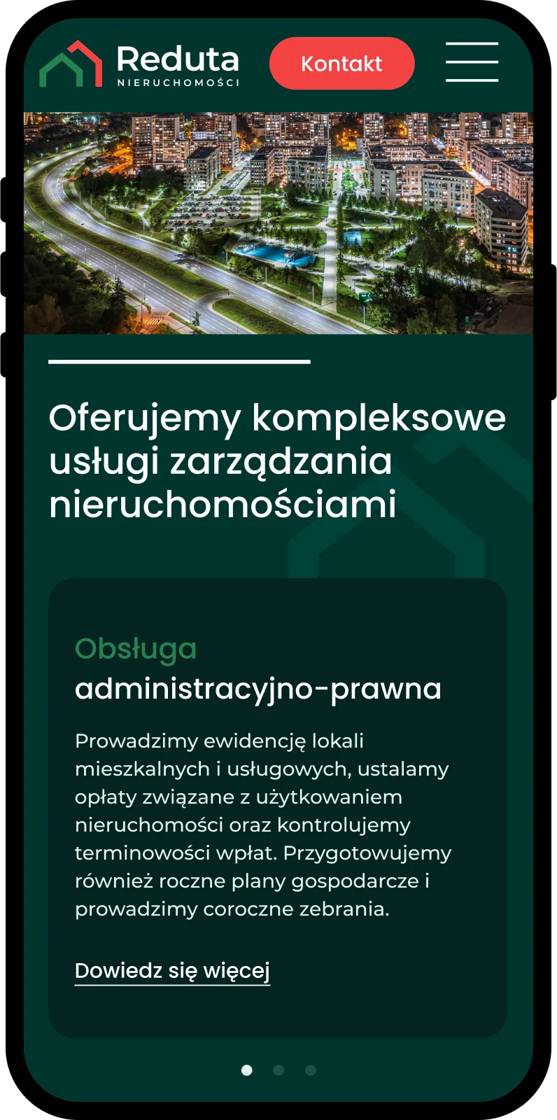Widok mobilny strony Reduta Nieruchomości (3)