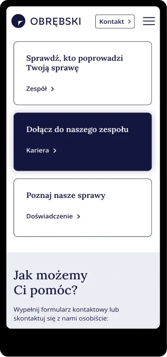 Strona www dla kancelarii - widoki mobilne