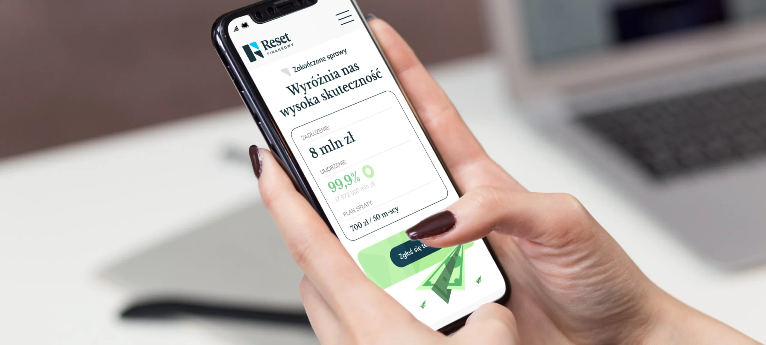 Landing page dla kancelarii Reset Finansowy — projekt strony głównej