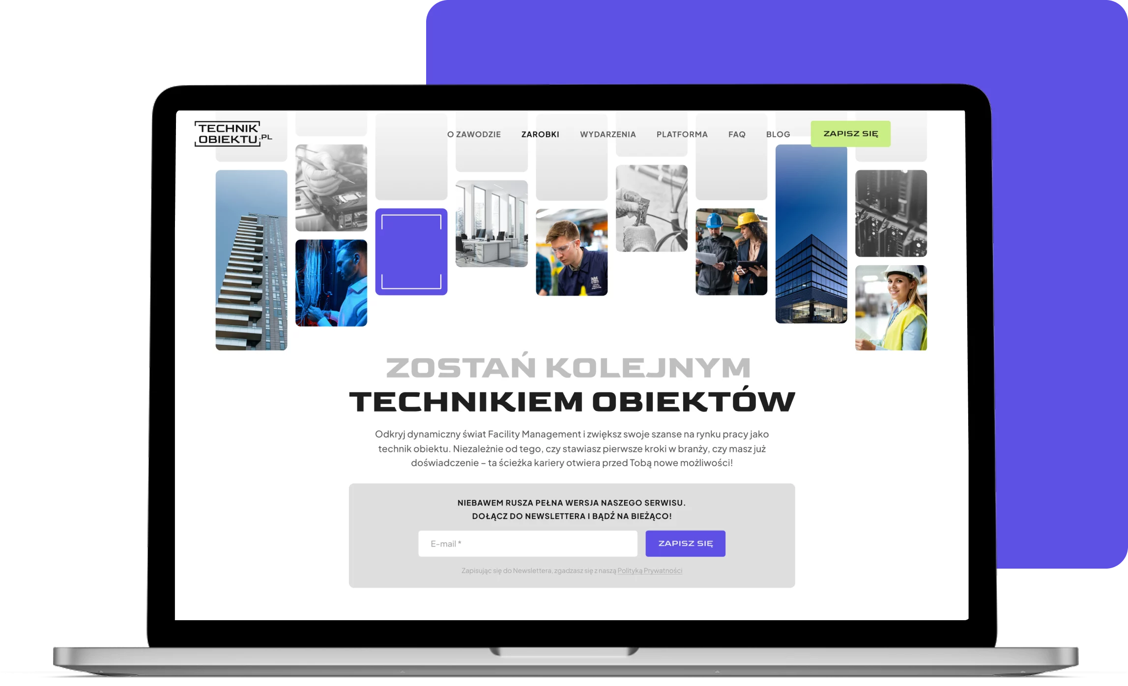 Landing page TechnikObiektu — sekcja hero