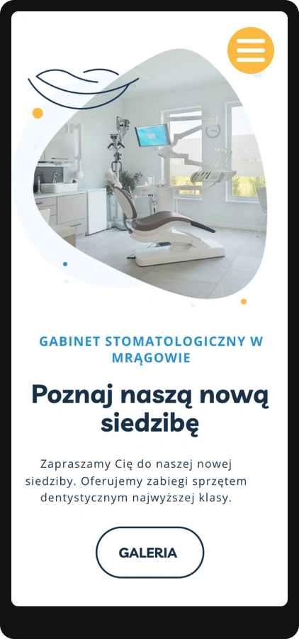 strona dla stomatologa - widok na telefon