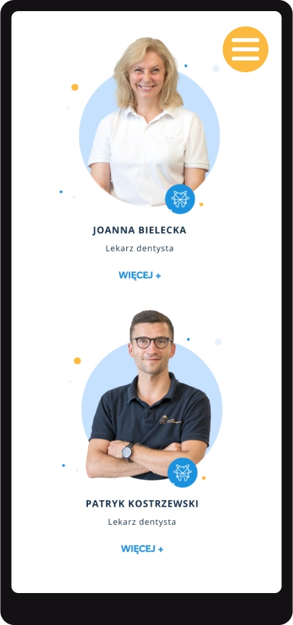 strona dla stomatologa - widok na telefon